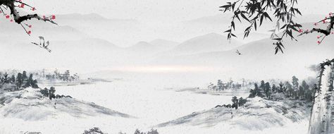 Chinese Banner, Chinese Background, Ink Background, Banner Material, Twitter Backgrounds, Painting Winter, Ancient Paintings, Asian Painting, Printmaking Art