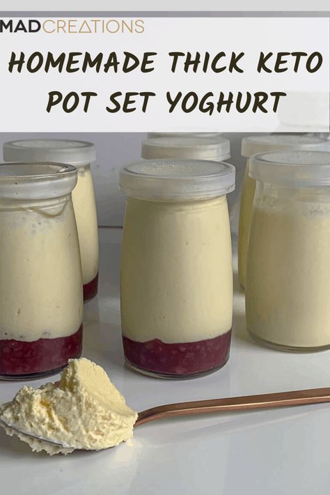 Homemade Thick Keto Pot Set Yogurt Keto Yogurt, Yogurt Substitute, Low Carb Yogurt, Sugar Free Yogurt, Yoghurt Recipe, Sugar Free Jam, Yogurt Recipe, Homemade Yogurt, Pot Set