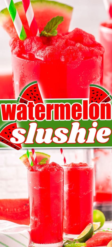 Keto Watermelon Recipes, Slushie Punch Recipes, Fun Summer Drinks For Kids, Recipes Using Watermelon, Slushy Ideas, Easy Non Alcoholic Drinks, Slushy Recipes, Watermelon Recipes Dessert, Watermelon Slushies