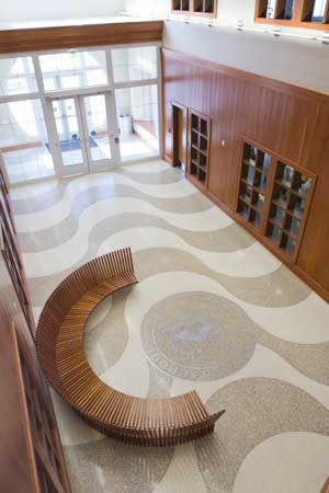 St Timothy’s School Terazzo Floor Epoxy, Terrazo Floor Design, Lobby Floor Design, Terrazzo Floor Design, Pola Lantai, Artsy Interior Design, Terrazo Flooring, St Timothy, Terazzo Floor