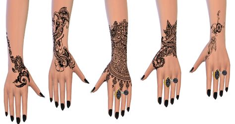 http://sims4customcontent.tumblr.com/page/16                                                                                                                                                                                 More Sims 4 Henna, Hand Henna Tattoos, Sims Tattoo, Los Sims 4 Mods, Sims 4 Tattoos, Tato Henna, Sims 4 Blog, Pelo Sims, Sims 4 Mm Cc