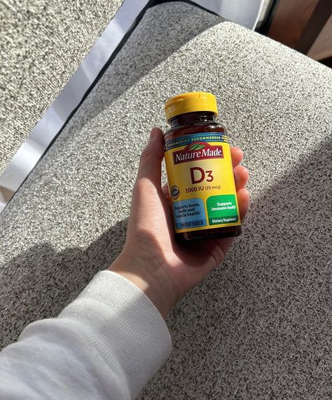 Nature Made Vitamin D3 25 mcg (1000 IU) Softgel ☀️ Anyone else vitamin D deficient? The past two blood draws I’ve done have shown that my vitamin D levels are lower than they should be. “It’s not enough for you to get more sunlight,“ the doctor informed me. “You need to take supplements to bridge the gap.” There are two possible reasons I have come up with in my head to explain the deficiency: 1) Something to do with the fact that I’ve been mostly indoors for the last couple of years. 2) ... Vitamin D Pills, Vitamin D Supplements, Nature Made Vitamins, D Vitamin, Vitamin D Supplement, Men's Vitamins, Calcium Vitamins, Brain Food, Vitamin D3