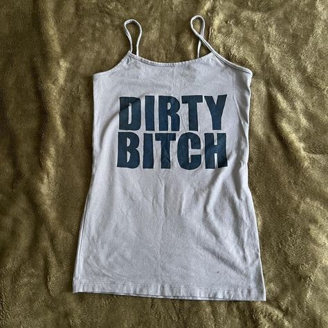 Cybery2k graphic slogan cami tank top. Navy... - Depop 2000s Tank Top, Mcbling 2000s, Master List, Fame Dr, Tokio Hotel, Virtual Closet, Long Hair Cuts, Y2k Grunge, Tank Top Cami