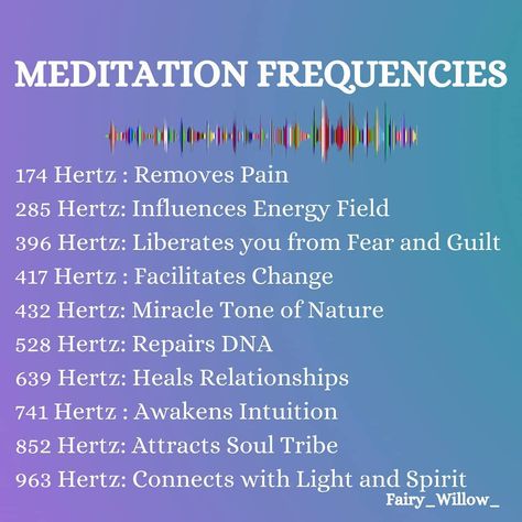 Fairy Willow on Instagram: “Solfeggio Frequencies  Listen to these 10 frequencies in the background and during self recharging or meditation to amplify the experience…” Solfeggio Frequencies Chart, Frequency Chart, Lost Frequencies, Light Codes, Solfeggio Frequencies, Healing Relationships, Healing Codes, Real Magic, Low Frequency