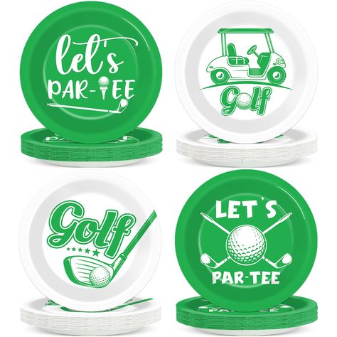 PRICES MAY VARY. Packing content: These golf party decorations include: 48pcs 7-inch golf dessert plates in 4 different designs. Brighten up your table setting with our golf dinner plates that exude an appealing and cheerful atmosphere, ideal for your golf-themed party or golf birthday party. Premium quality and printing: Our golf paper plates decorations are crafted from thick cardboard, guaranteeing their durability and sturdiness without bending or leaking. Moreover, the golf theme dinner pla Golf Themed Centerpieces Flower, Golf Themed Birthday Party For Men, Ball Birthday Party, Golf Theme Party, Golf Party Decorations, Golf Birthday Party, Ball Birthday Parties, Golf Party, Ball Birthday