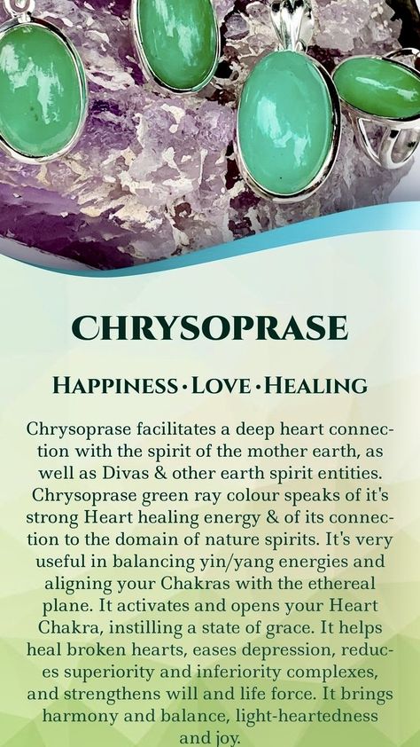 Green Chalcedony Crystal Meaning, Chrysoprase Crystal Meaning, Chalcedony Crystal, Earth Spirit, Crystal Healing Chart, Crystal Uses, Crystal Guide, Crystals Healing Properties, Spiritual Crystals