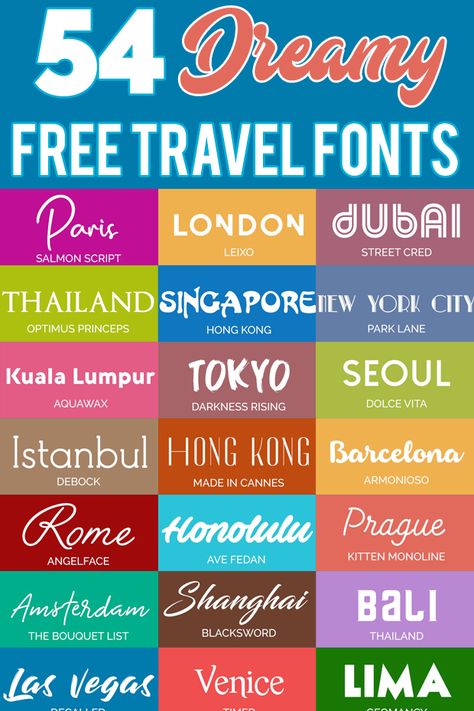 50+ Free Travel Fonts! #travel #fonts #cricut #travelfont #typography Fonts For Projects, Travel Font, Paris Font, Travel Typography, Travel Fonts, Paris Airbnb, Vacation Graphic, Fonts Cricut, Tracker Ideas