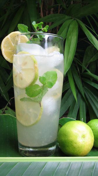 Nam Manao (Thai Limeade) | at my Kitchen Table Lime Trees, Limeade Recipe, Mint Drink, Lime Drinks, Light Sauce, Potato Patties, Slice Of Lime, Vegan Drinks, Sunday Recipes