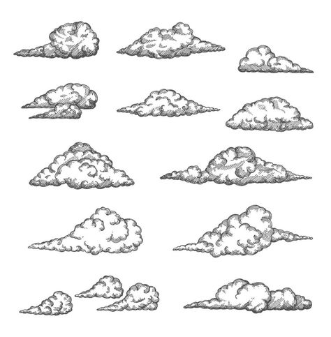 Cloud and cloudiness vintage sketch, cloudy sky Cloudy Tattoos, Cloud Illustration Drawing, Cloudy Sky Drawing, Clouds Sketch, Cloud Drawings, Cloud Sketch, Swirly Clouds, Sky Sketch, Sketch Cloud