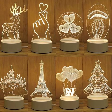 Diy Laser Engraver, Laser Cut Lamps, Wood Laser Ideas, Childrens Night Light, Laser Cut Wood Crafts, Laser Engraved Ideas, 3d Night Light, Laser Art, Laser Engraving Machine