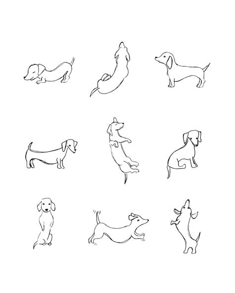 Weiner Dog Print, Dog Lover Best Gift, Dachshund Dog Wall Decor Art, Doxie Line Drawing Art, Dachshund Gift, Animal Art, Dachshund Pet Drawn - Etsy Sleeping Dachshund Tattoo, Dachshund Illustration Drawings, Weiner Dog Tats, Daschund Drawing, Sausage Dog Tattoo, Wiener Dog Tattoo, Weiner Dog Drawing, Weiner Dog Art, Daschund Tattoo