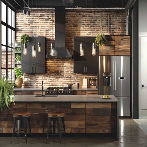 19+ Two Tone Kitchen Cabinets Ideas That Elevate Industrial Chic • 333+ Art Images Kitchen With Two Tone Cabinets, Industrial Interior Design Kitchen, Small Industrial Kitchen, Loft Kitchen Industrial, Kitchen Ideas Industrial, Industrial Kitchen Cabinets, Industrial House Interior, Industrial Design Kitchen, Modern Industrial Kitchen Design