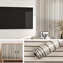 Wood Slat Wallpaper, Slat Wallpaper, Slat Wall Paneling, Bedroom Accent Wall, Wallpaper Adhesive, Accent Wall Bedroom, Bedroom Accent, Wallpaper Peel And Stick, Ceiling Fan In Kitchen