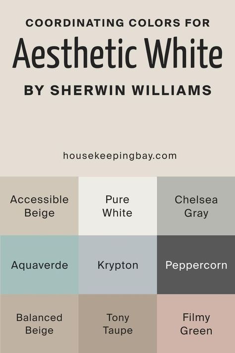 Sherwin-Williams Aesthetic White SW-7035 Coordinating Colors Aesthetic White Sherwin Williams Coordinating Colors, Sherwin Williams Aesthetic White Coordinating Colors, Aesthetic White Sw, Assessable Beige Sherwin Williams Coordinating Colors, Aesthetic White Sherwin Williams, Gray Floors, Sherwin William, Beige Wall Colors, Bedroom 2022