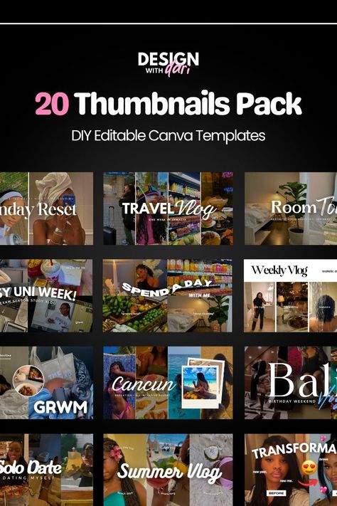 20 YouTube thumbnail templates for vloggers to create branded, eye-catching thumbnails for your videos. #youtubethumbnailtemplates #youtubebranding . #Free_Canva_Fonts #Picture_Collages #Youtube_Thumbnail_Template #Cancun_Resorts Youtube Video Thumbnail, Youtube Thumbnail Template, Start Youtube Channel, Video Content Marketing, Youtube Video Template, Youtube Editing, Youtube Business, Youtube Banner Template, Youtube Success