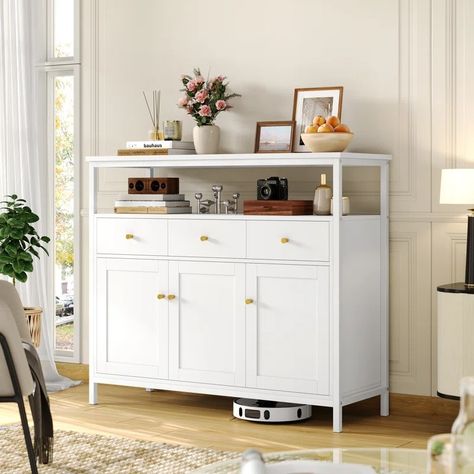 Ebern Designs Dylanger 42.5 Sideboard - Wayfair Canada Kitchen Sideboard Ideas, Sideboard Ideas, Modern Kitchen Stools, Kitchen Sideboard, Room White, Chic Kitchen, Living Room White, Kitchen Stools, Sideboard Buffet