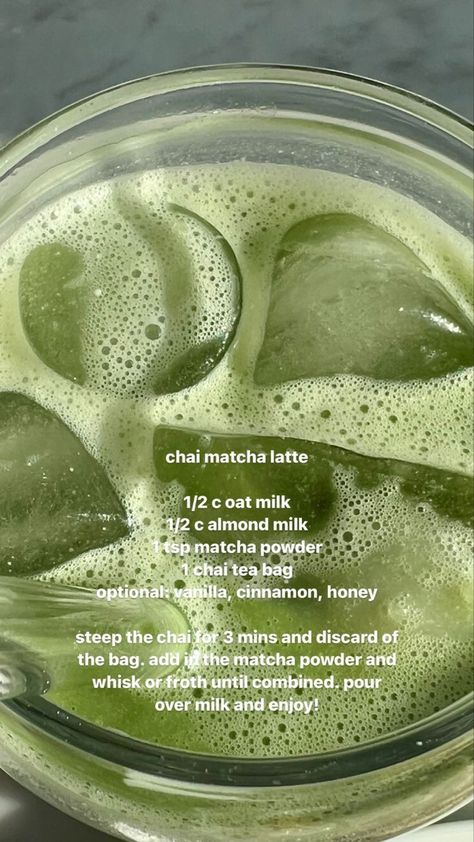 Chai Matcha Latte, Spiritual Diet, Chai Matcha, Wellness Girlie, Food Esthetics, Matcha Drink Recipes, Matcha Latte Recipe, Iced Drinks Recipes, Tea Drink Recipes