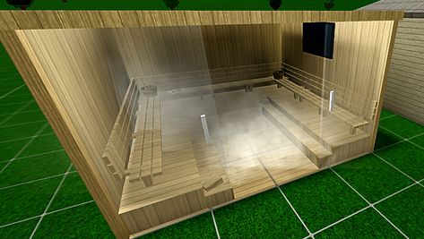 Bloxburg Sauna Ideas, Spa Room Bloxburg, Bloxburg Luxury Apartment, Bloxburg Spa Decal Codes, Bloxburg Sauna, Spa Bloxburg, Sala Bloxburg, Japanese Kitchen Ideas, Farmhouse Idea