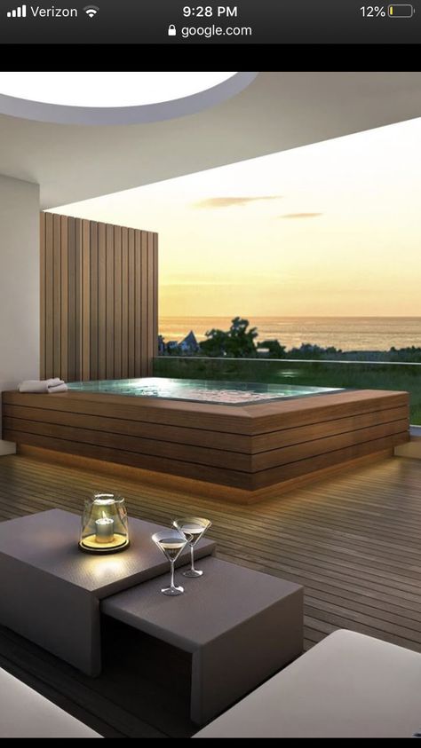 Jacuzzi Terrace Design, Rooftop Spa, Rooftop Jacuzzi, Jacuzzi Exterior, Rooftop Apartment, Roof Terrace Design, Indoor Jacuzzi, Ocean View Apartment, Jacuzzi Spas