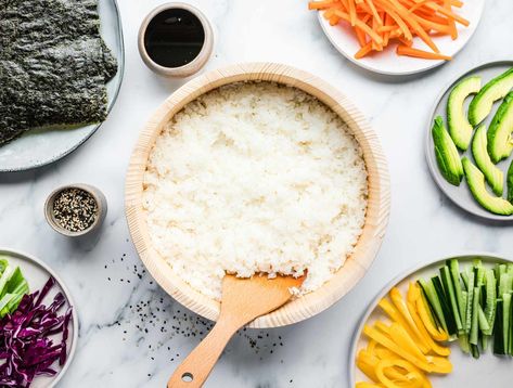 Cook Japanese Food With These Essential Recipes Japanese Sushi Rice, Sushi Rice Recipe, Hand Roll Sushi, Sushi Rice Recipes, Sushi Ingredients, Sushi Party, Perfect Rice, Homemade Sushi, How To Make Sushi