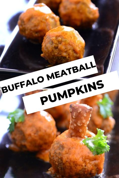 Halloween Meatball Ideas, Pumpkin Meatballs, Halloween Food Hacks, Halloween Meatballs, Buffalo Meatballs, Party Meatballs, Halloween Party Desserts, Halloween Party Treats, Frozen Meatballs