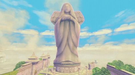 The goddess statue. Goddess Hylia Statue, Minecraft Goddess Statue, Hylia Statue, Zelda Room, Goddess Hylia, Zelda Dungeon, Japanese Items, Shigeru Miyamoto, The Legend Of Heroes