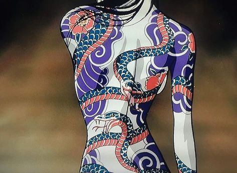 Ninja Scroll Tattoo, Ninja Scroll Anime, Ninja Scroll, Scroll Tattoos, Devil Tattoo, Snake Girl, Arte Grunge, Japan Painting, Anime Ninja