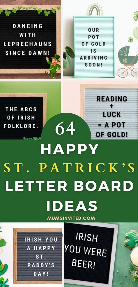 Embrace the fun of St. Patrick's Day with our collection of funny & witty St. Patrick's Day letter board quotes. Perfect for St. Paddy's celebrations, these cute St. Patrick's Day sayings are sure to make your kids giggle. Ideal for baby announcement, late March parties, or just to add a touch of shamrock-filled mischief to your St. Patrick's Day. Time to laugh, enjoy, and soak in the warmth of the Irish spirit with these St. Patrick's Day letter board quotes. st Patty's letterboard quotes. Irish Drinking Quotes, St Patrick's Day Sayings, Funny Irish Jokes, Irish Blessing Quotes, Patrick Quotes, Letter Board Ideas, Letterboard Signs, March Quotes, Light Box Quotes