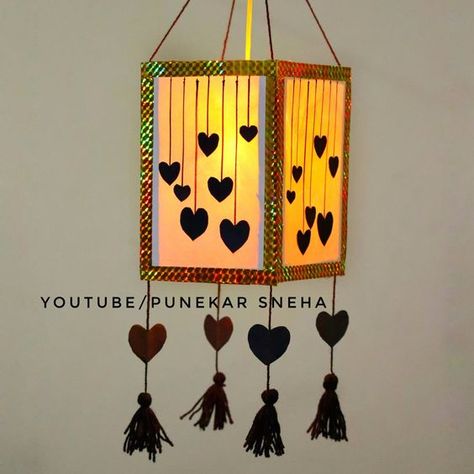 Lantern For Diwali, Diwali Kandil, Diy Diwali Lanterns, Akash Kandil, Lantern Making, Cd Crafts Diy, Diwali Painting, Origami Butterfly Easy, Lantern Crafts