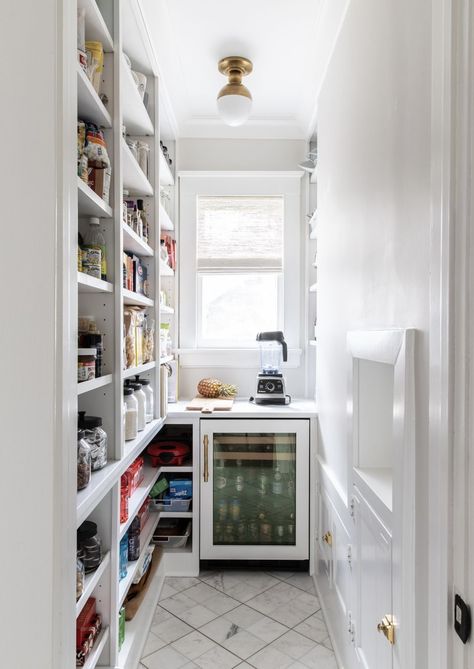 Long Narrow Pantry, Pantry Narrow, Walk Through Pantry, Narrow Pantry, Pantry Room, Butlers Pantry, Kitchen Pantry Design, Butler's Pantry, Pantry Design