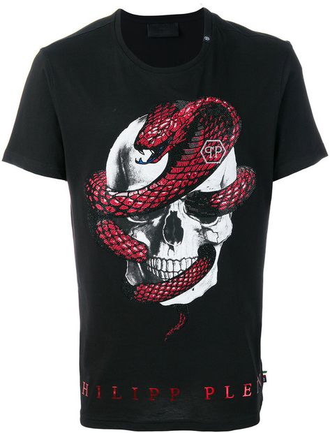 Philipp Plein Strass Snake T-shirt Philip Plein, Philipp Plein T Shirt, German Fashion, Fashion Sketches Dresses, Skull Tee, Tee Shirt Homme, Skull Tshirt, Philipp Plein, Skull Print