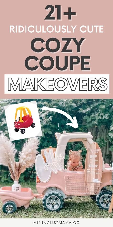 Repainting Cozy Coupe, Little Tykes Makeovers, Cozy Coupe Farm Truck, Tiny Tikes Car Makeover, Diy Push Car Makeover, Crazy Coupe Makeover, Fisher Price Car Makeover, Painting Cozy Coupe Cars, Cozy Coop Car Makeover