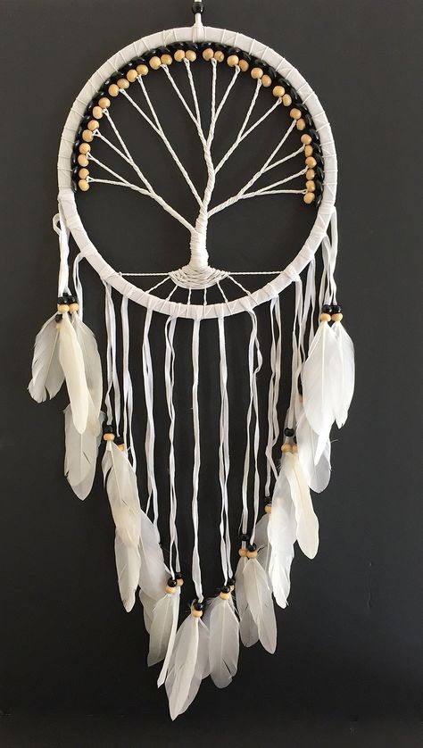 PRICES MAY VARY. Tree Of Life Dream Catcher With Wood Beads And Feathers - Stunning Colors, Large Size And Intricate Details Intricate Hand Crafted Tree Of Life Design - One Of A Kind Conversation Piece Ethically Sourced And Hand Crafted - Free Range Feathers And High Quality Materials Are Used For Each Piece - NOT MADE IN CHINA Dimensions: 36"L x 11"W - Promotes Good Luck and Pleasant Dreams ORIGINAL OMA BRAND. OMA is a registered brand with the US Patent and Trademark Office. Our logo, brand, Boho Home Decor Bedroom, Traditional Dream Catcher, Tree Of Life Design, Large Dream Catcher, Feather Dream Catcher, Dream Catcher Boho, Indian Crafts, Macrame Patterns Tutorials, Macrame Projects