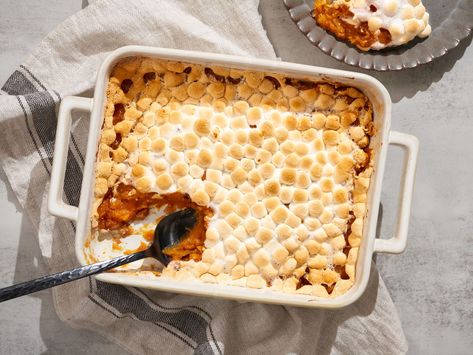 Canned sweet potato casserole Recipe - Walmart.com Sweet Potato Casserole Canned, Sweet Potatoes With Marshmallow, Canned Sweet Potato Casserole, Sweet Potato Casserole With Marshmallows, Marshmallow Topping, Sweet Potato Casserole Easy, Canning Sweet Potatoes, Casserole Easy, Sweet Potato Recipes Casserole