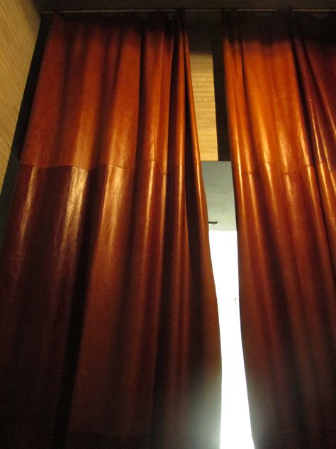 Kolumba - leather curtains Leather Curtains, Color Block Curtains, Interior Design Curtains, Sheet Curtains, Holland House, Ice Houses, Red Curtains, Earthship, The Curtain