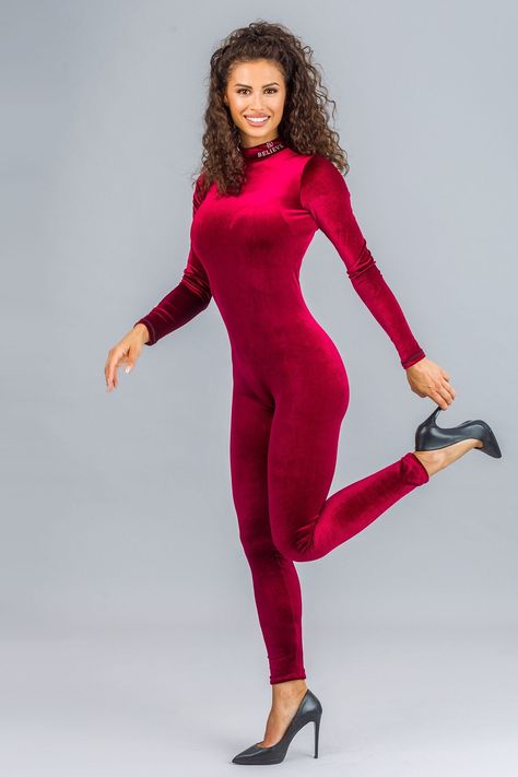 Velvet Catsuit, White Catsuit, Turtle Neck Style, Onesie Costumes, Evening Jumpsuit, Colorful Jumpsuit, Stretch Velvet, Women's Costumes, Crushed Velvet