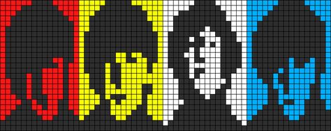 Alpha Pattern #12248 Preview added by rashel26 Beatles Alpha Pattern, The Beatles Alpha Pattern, Pony Bead Patterns, Hama Beads Patterns, Beaded Cross Stitch, Iron Beads, Pixel Pattern, Crochet Tapestry, Bead Pattern