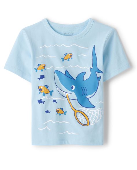 Shark Graphic Design, Kids Tshirt Designs, Shark Graphic, T-shirt Print Design, Shirt Print Design, Kids Set, Girls Summer Outfits, Baby And Toddler, Boy Tees