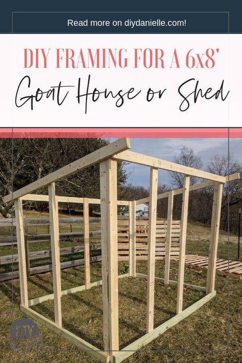 How to Build a Goat House: Supplies & Framing - This 6x8' shed was my first big build and it's PERFECT for our goats. #goats #diy #woodworking #homesteading 6x8 Shed, Goat Shed, Livestock Shelter, Goat Shelter, Goat Pen, Goat House, Goat Care, Goat Barn, Simple Shed