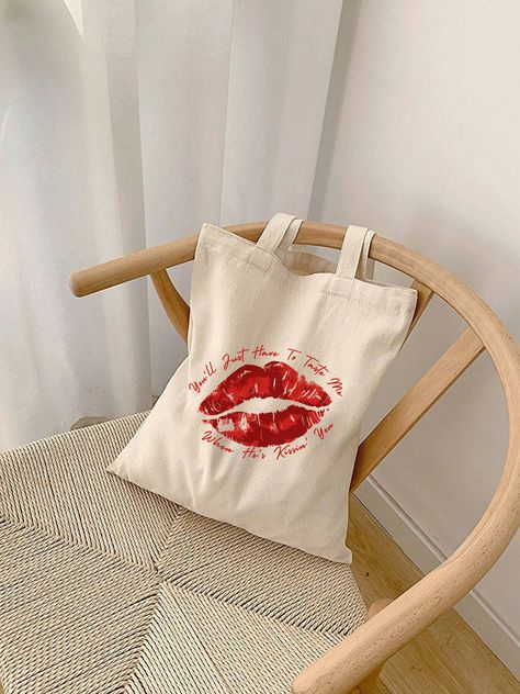 Sabrina Carpenter Taste Lyric Cotton Canvas Tote Bag, Short n Sweet Album, Coquette style bag, Girly Girl,Summer Shoulder Bag for Women by GirlyGalleryByTaylor on Etsy Sabrina Carpenter Accessories, Canvas Bag Outfit, Lipstick Design, Pinterest Shop, Bag Painting, Lipstick Designs, Coquette Style, Canvas Ideas, Bag Ideas