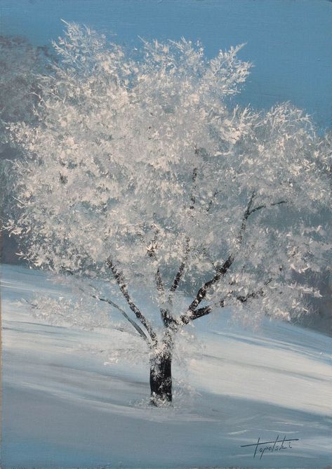 Winter Tree Painting | Fine Art - Oil Paintings - Winter Tree | Fine Arts Gallery - Original ... Winter Tree Drawing, Winter Trees Painting, Trees Painting, Lily Painting, Oil Pastel Paintings, Winter Watercolor, Winter Tree, Fine Art Painting Oil, Watercolor Tree