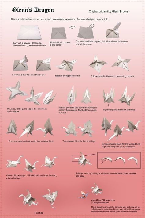 Origami Diagrams, Origami Cranes, Origami Dragon, Origami And Kirigami, Origami Patterns, Folding Origami, Instruções Origami, Paper Wall Hanging, Origami Paper Art