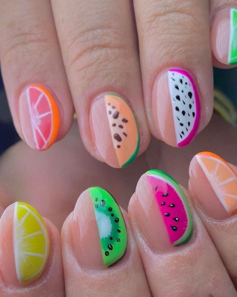 27 Top Nails Summer 2024 Trends: Chic & Vibrant Designs - divagaze.com Trendy Summer Nails 2023, Amazing Nail Art Designs, Summer 2024 Trends, Fruit Nail Designs, Deco Fruit, Fruit Nail, Fruit Nail Art, Top Nails, Summery Nails