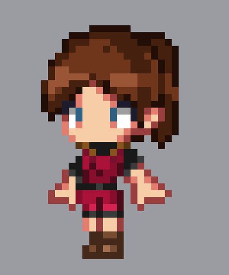 Character Claire Redfield - Pixel Art - Untitled Collection #139255106 | OpenSea Claire Redfield, Resident Evil 2, Rpg Maker, Beaded Cross Stitch, Perler Patterns, Perler Bead Patterns, Hama Beads, Perler Beads, Bead Art