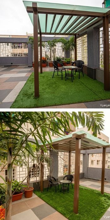 Outdoor Sitting Design Ideas Sitting Design, Klein Balkon Decor, Ruang Tamu Outdoor, Roof Terrace Design, Terrace Garden Ideas, Outdoor Sitting, Roof Garden Design, Terrace Garden Design, Small Balcony Garden