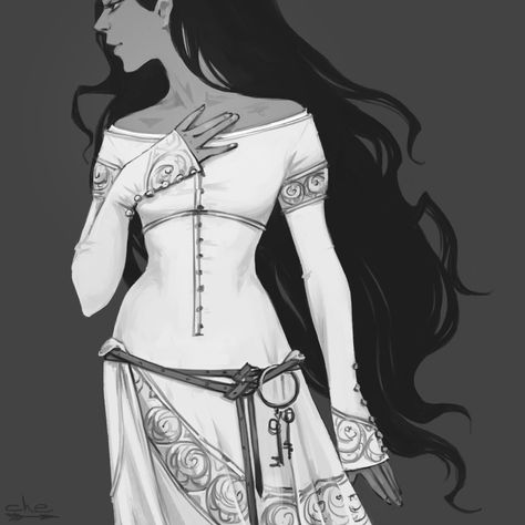 Medieval dress, Alexandra Schastlivaya on ArtStation at https://www.artstation.com/artwork/lV9KNa Medieval Girl, Medieval Princess, Female Drawing, Medieval Dress, Medieval Fantasy, Fantasy Clothing, Art Clothes, Fantasy Character Design, Character Design Inspiration