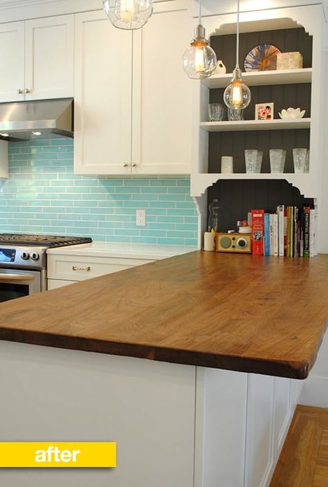 When we saw photos of Kitchn reader Sarah Galender Meyer's Bay Area kitchen renovation, we were stunned! This small, dark 1970s kitchen ("horrid," as Sarah said) underwent a complete gut remodel, which included knocking down a wall between the kitchen and dining room and adding French doors to bring in more light. See what the kitchen looks like now: 1970s Kitchen Remodel, Kitchen Peninsula, Galley Kitchen Remodel, Farmhouse Kitchen Remodel, White Kitchen Remodeling, Diy Kitchen Remodel, Kitchen Remodel Before And After, Classic Kitchen, Wood Countertops