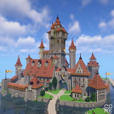 Minecraft City Buildings Medieval, Minecraft Castle Blueprints Layout Floor Plans, Small Minecraft Castle, Minecraft Castle Tutorial, Mc Castle, Minecraft Fortress, Minecraft Small Castle, Minecraft Castle Ideas, Minecraft Castle Walls