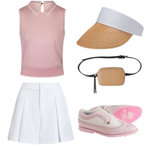 Level up your golf style with this chic ensemble! Pairing @ralphlauren performance pleated shorts with the @greysonwomen Sleeveless Bardot Sweater top creates a winning combination of sophistication and functionality on the fairways. But we’re taking it a step further by adding a trendy twist: a paired belt bag for convenience and style by @malbongolf , along with a wide-brim visor for that extra touch of flair. And let’s not forget about comfort – step into a pair of @gfore shoes to keep... Cute Golf Outfit, Golf Style, Golf Clothes, Girls Golf, Golf Dresses, Golf Skort, Lauren White, Golf Fashion, Pleated Shorts