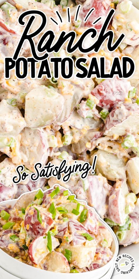 Ranch Potato Salad Potatoe Ideas, Ranch Dressing Potato Salad, Potatoes Dishes, Bacon Ranch Potato Salad, Loaded Potato Salad, Ranch Potato Salad, Easy Italian Pasta Salad, Potatoe Salad, Southern Potato Salad